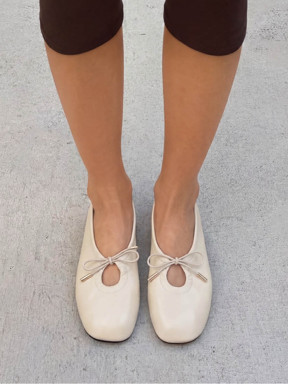 Alohas Rosalind Cream Leather Ballet Flats